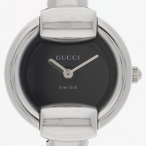 WATCH GUCCI 1400L Bangle watch black SS QZ - Picture 1 of 7